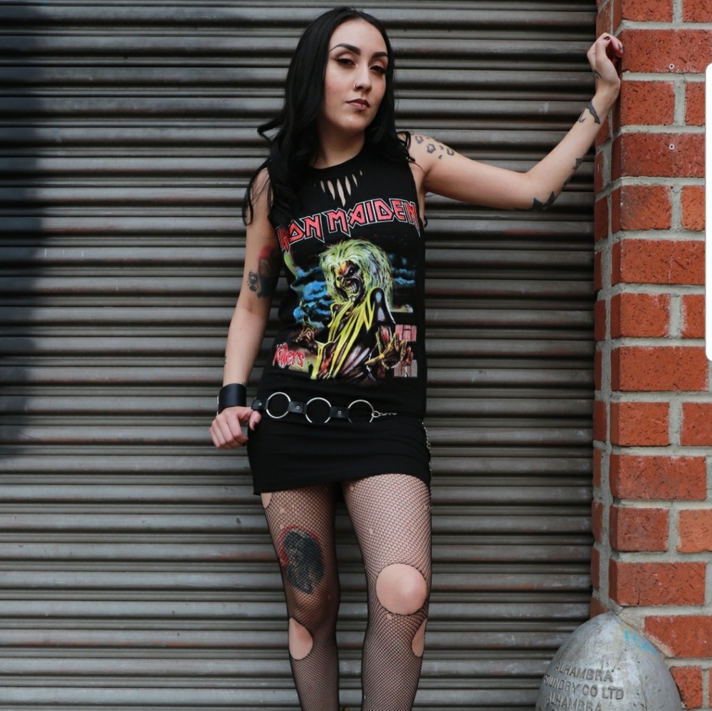 FINALIRON MAIDEN SLASHED TSHIRT DRESS
